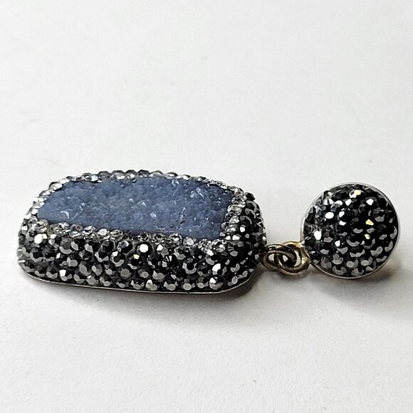 Silver Druzy and Marcasite Pendant - Picture 2 of 14